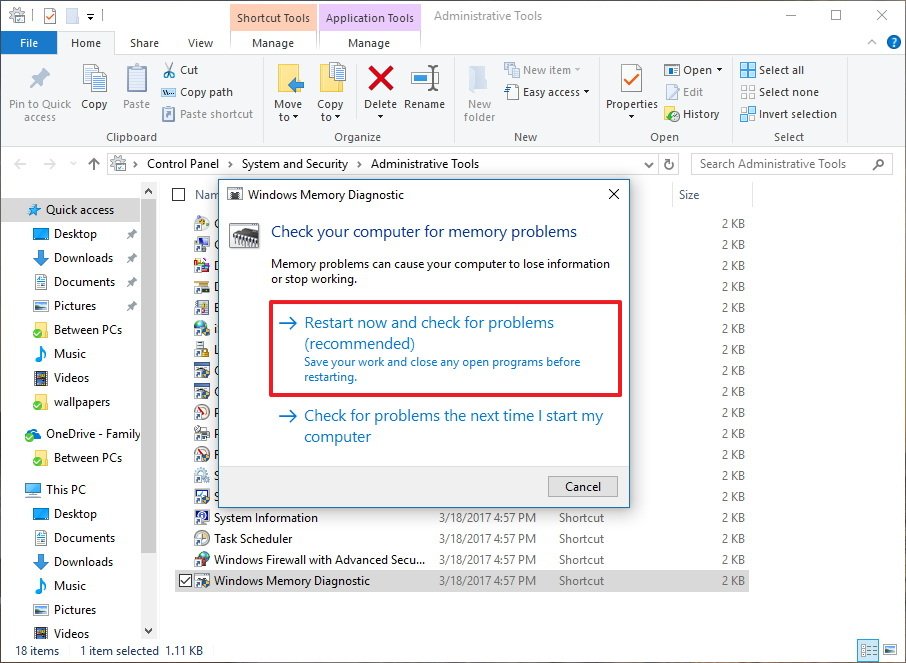Средство проверки памяти Windows