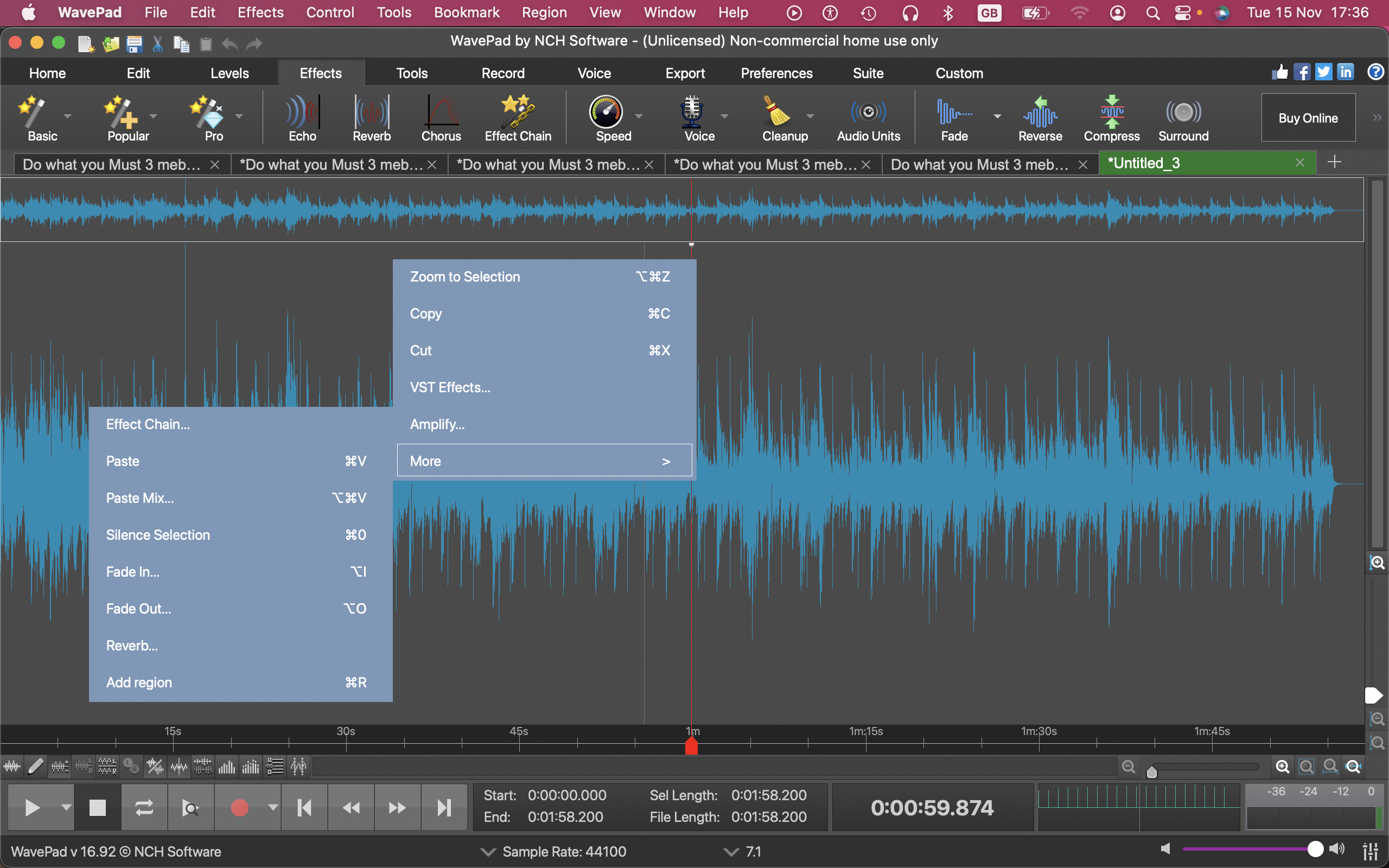 Интерфейс WavePad