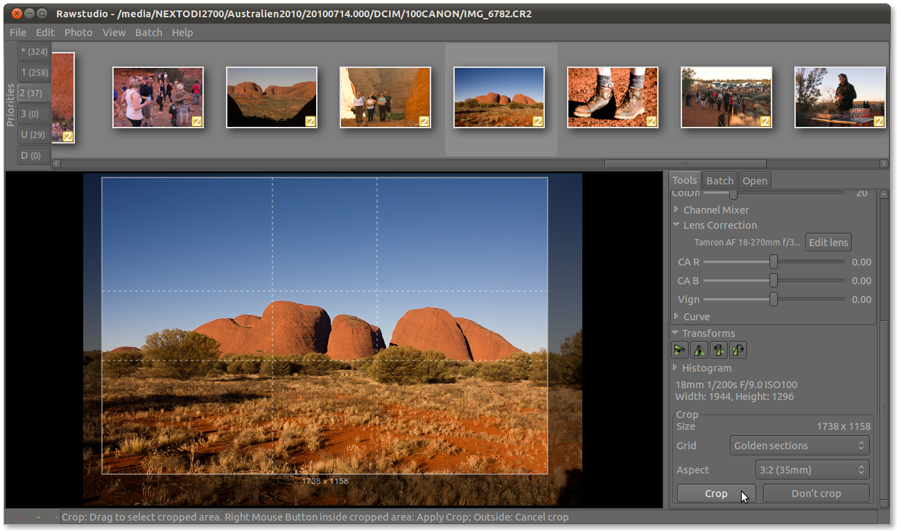 Rawstudio cropping