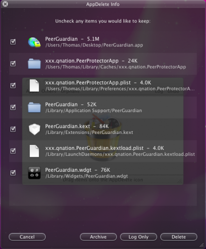 Окно предварительного просмотра найденных связанных файлов перед удалением