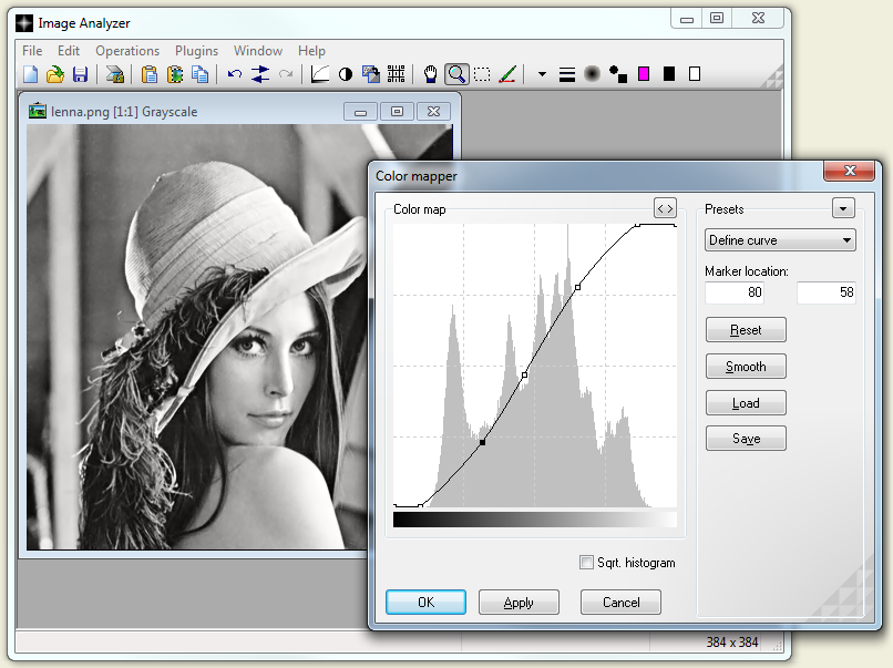 Image Analyzer: главное окно и Color mapper