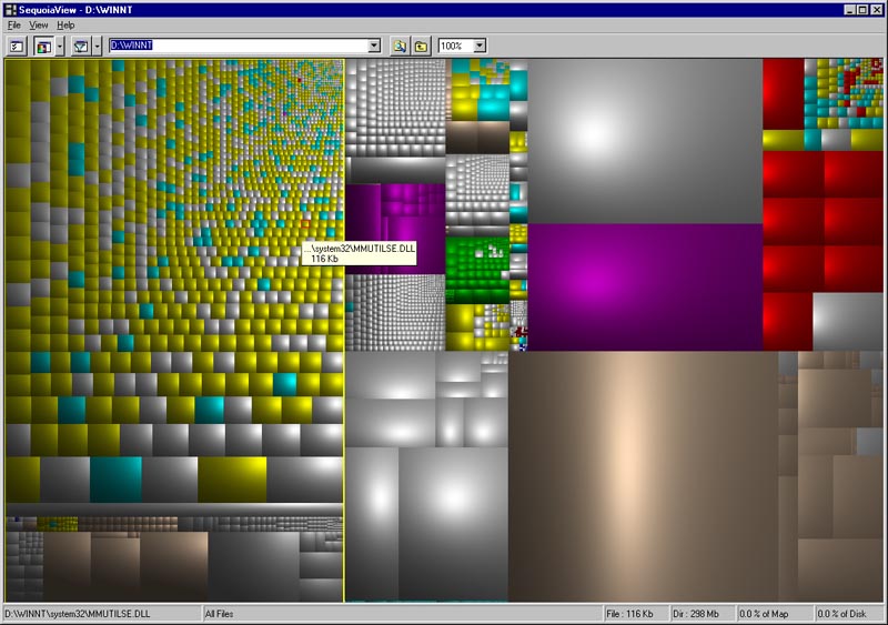 SequoiaView: squarified cushion treemap с подсказкой по файлу