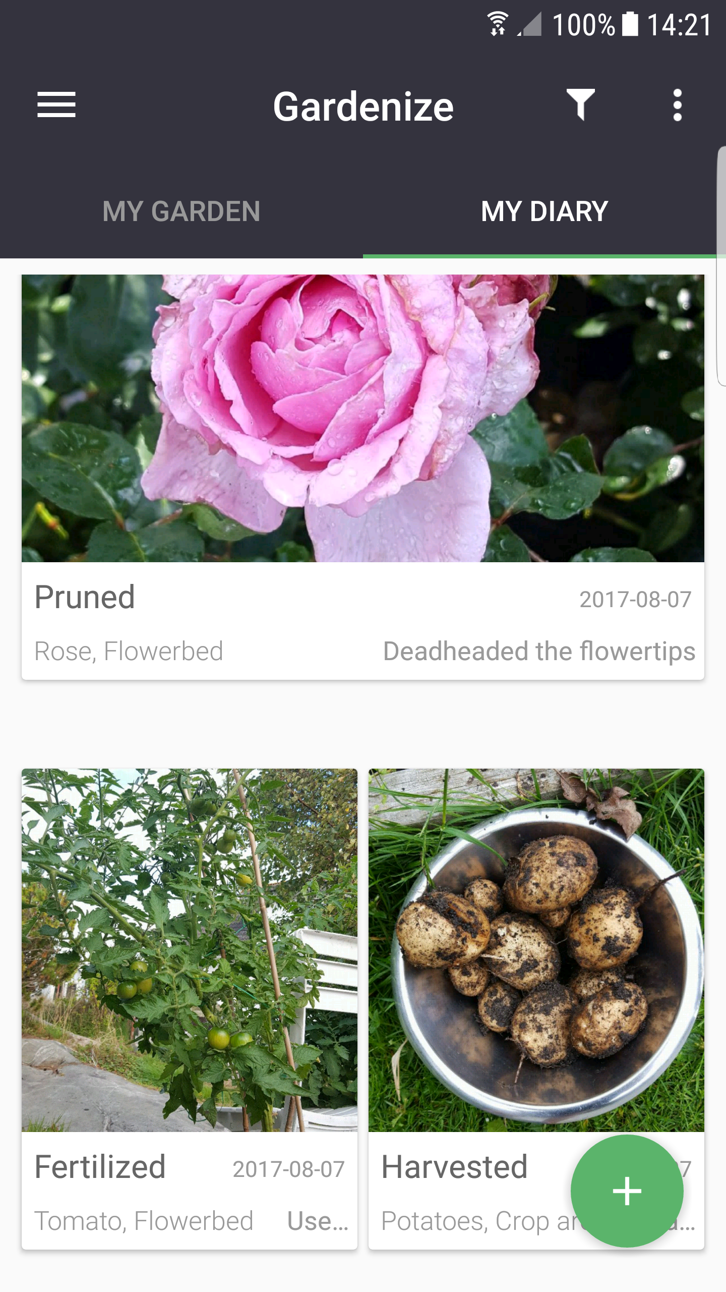 Интерфейс Gardenize