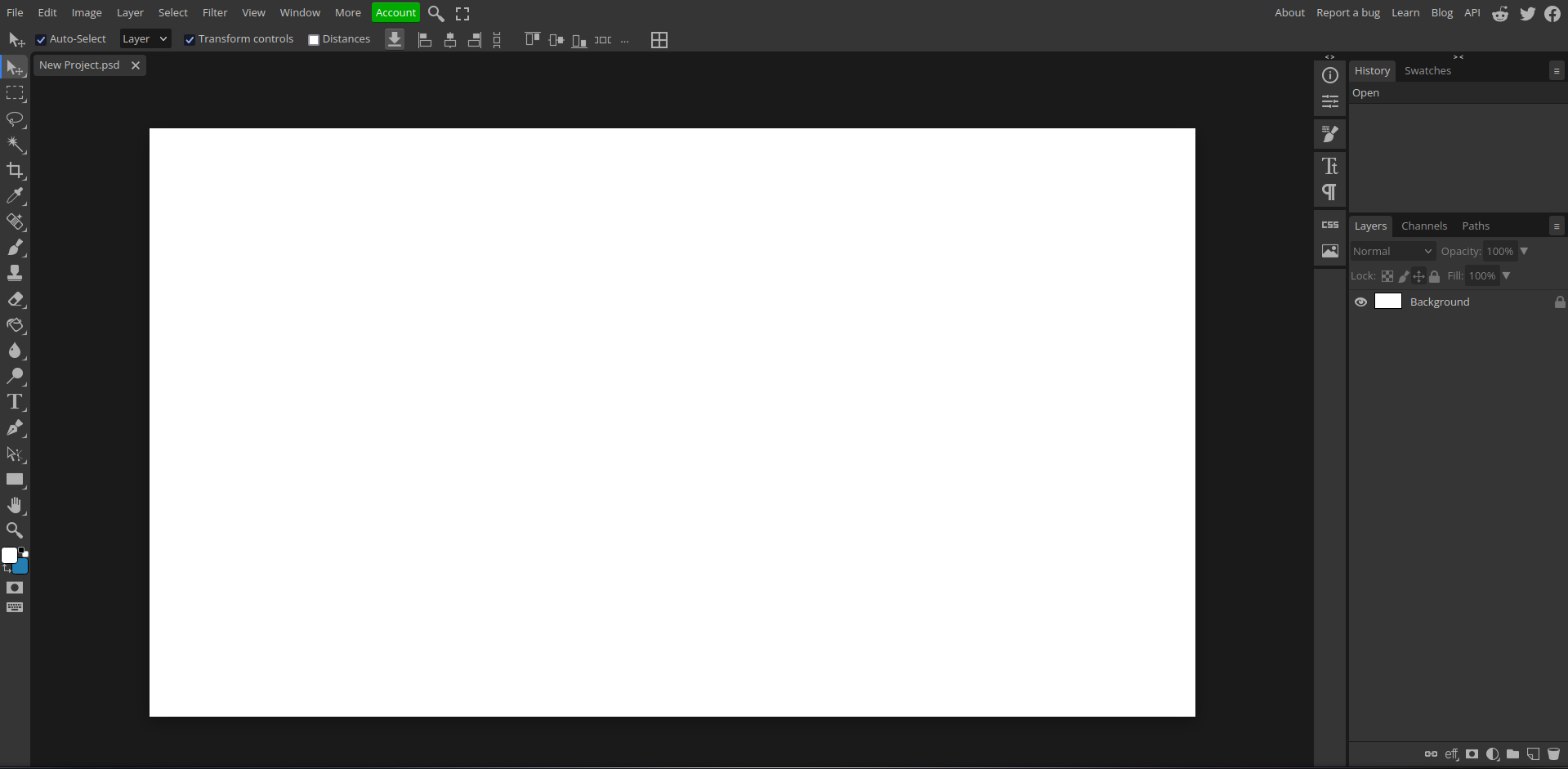 Photopea — интерфейс браузерного редактора