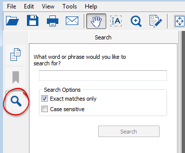 Панель поиска и Search Options в PDF Complete