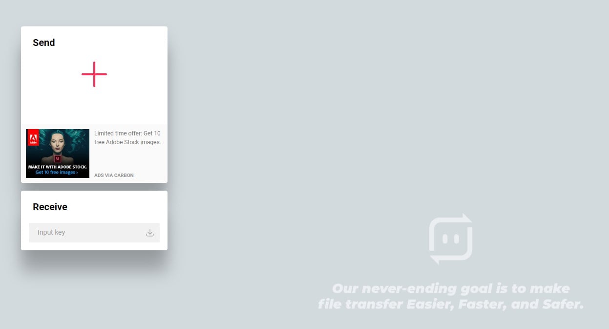 Интерфейс Send Anywhere для передачи файла