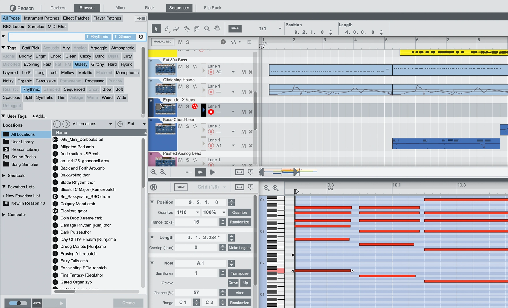 Browser, теги и Edit Area в Reason 13