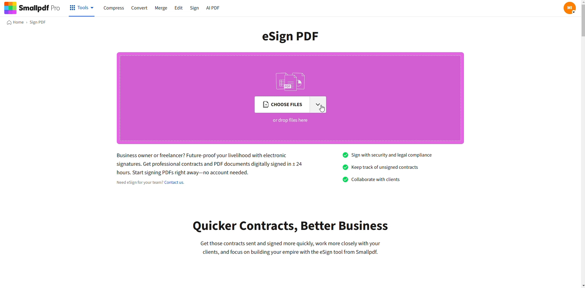 Подписание PDF в Smallpdf eSign