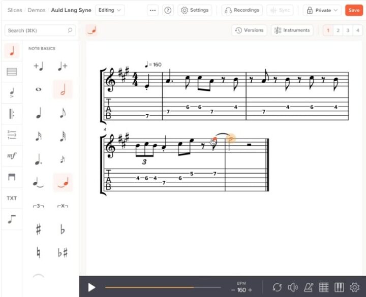 Интерфейс Soundslice