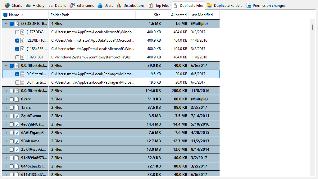 Поиск дубликатов во вкладке Duplicate Files