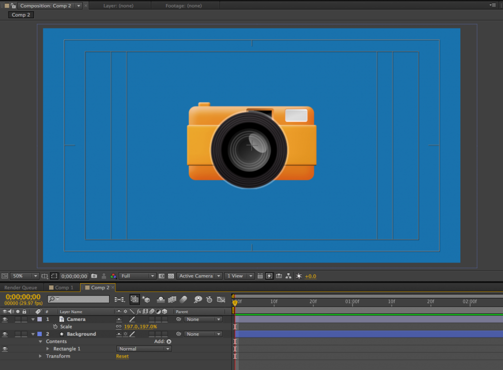 Создание композиции и объекта в After Effects