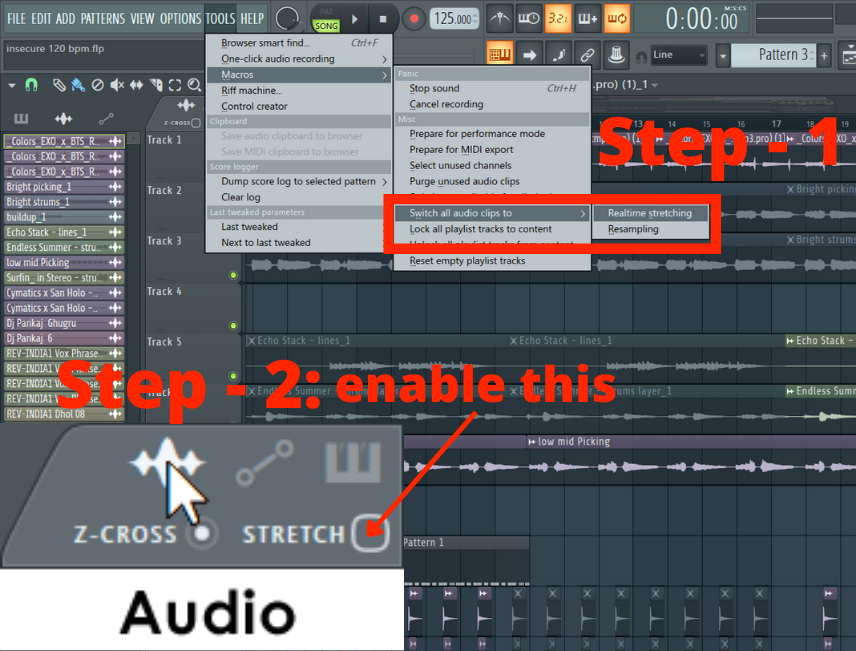 Изменение BPM и растяжение аудио в FL Studio