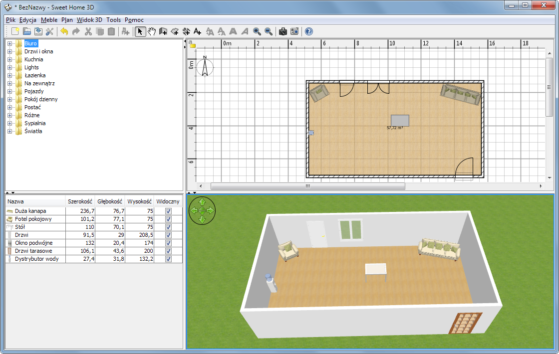 Интерфейс Sweet Home 3D