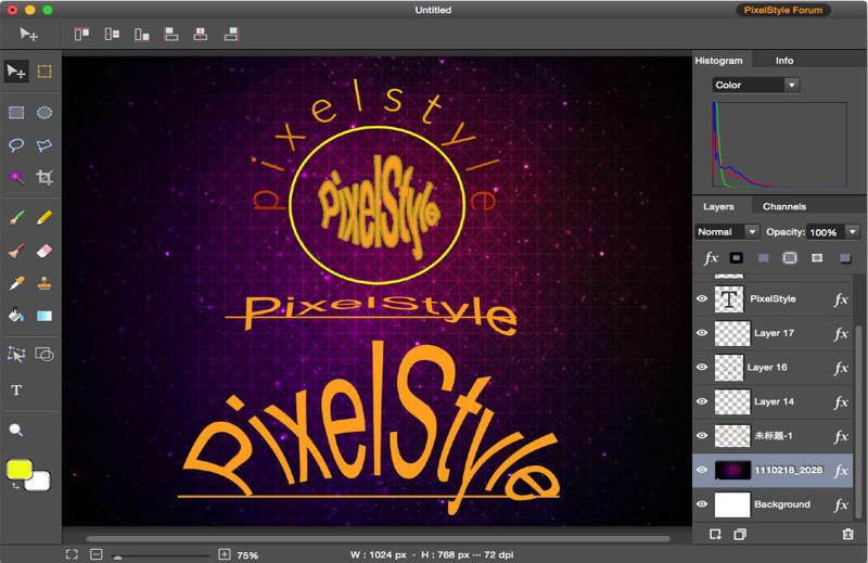 Текстовые инструменты PixelStyle Photo Editor: надписи по дуге, Half Circle Text и эффекты текста