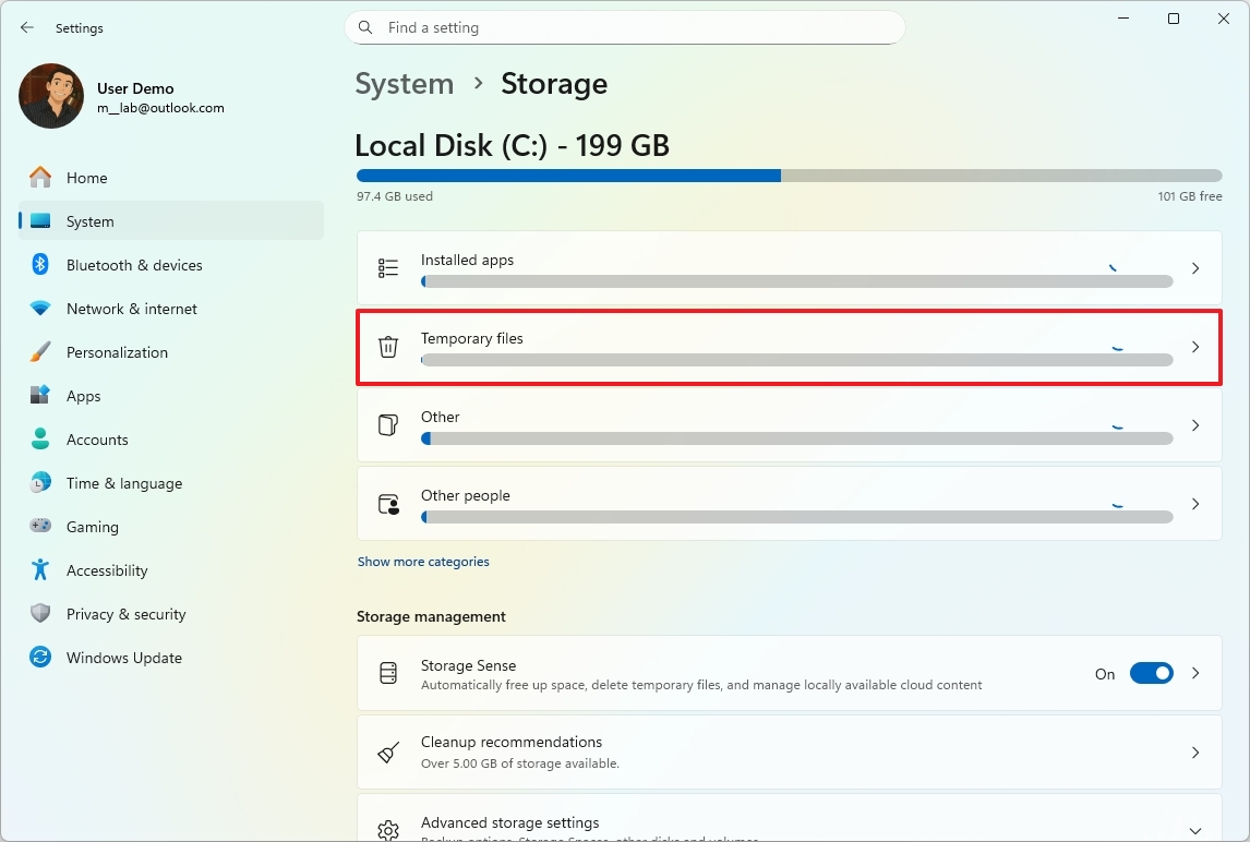 Временные файлы в Windows 11