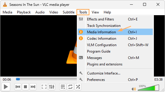 VLC Media Player с открытым MP3
