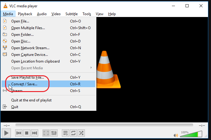 Окно Convert / Save в VLC media player