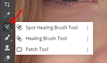 Photopea — интерфейс с инструментами ретуши