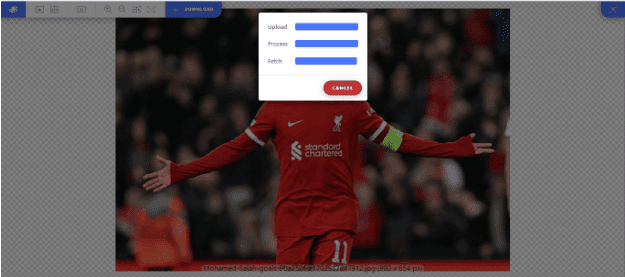 Окно обработки изображения в Vectorizer.AI: Upload, Process, Fetch