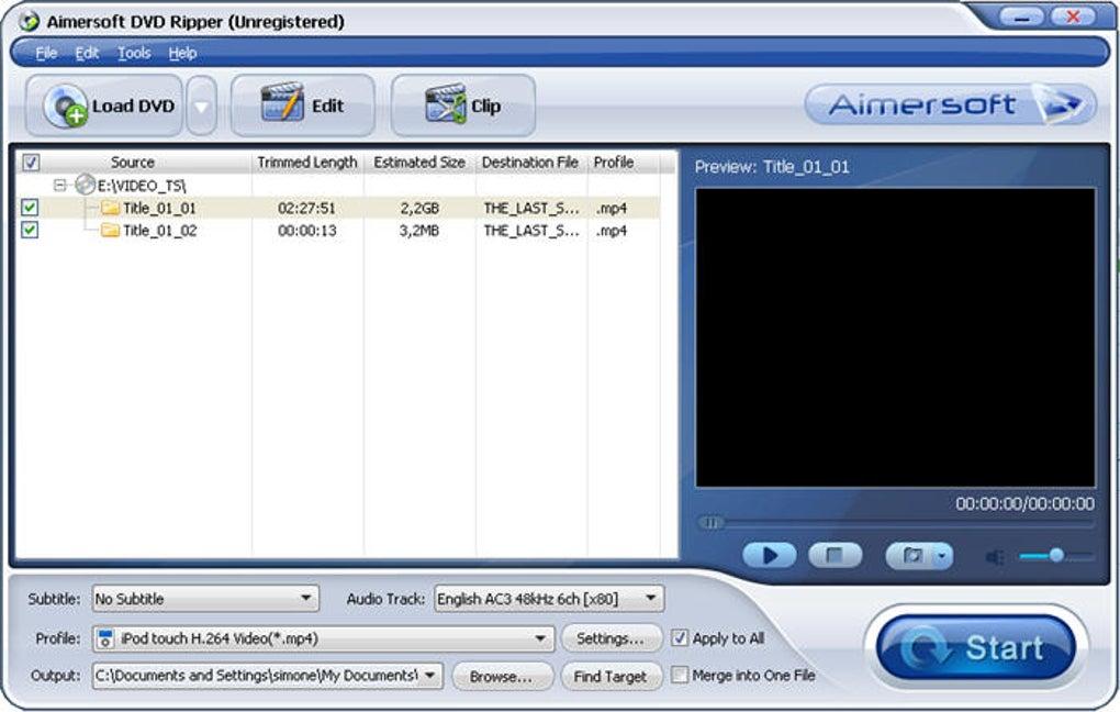 Интерфейс Aimersoft DVD Ripper