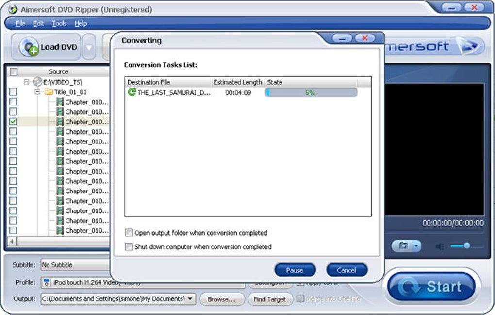 Интерфейс Aimersoft DVD Ripper