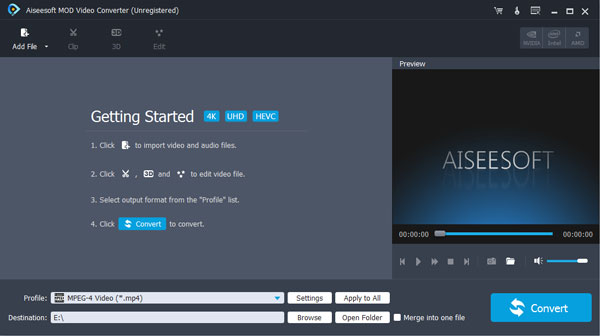 Главное окно Aiseesoft MOD Video Converter