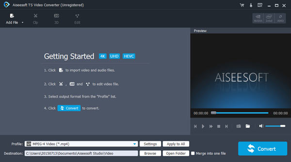 Главное окно Aiseesoft TS Video Converter