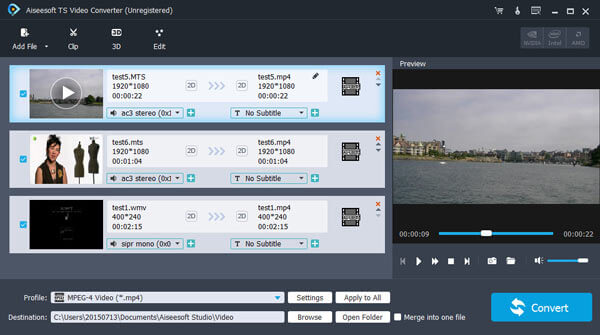 Добавление файла в Aiseesoft TS Video Converter