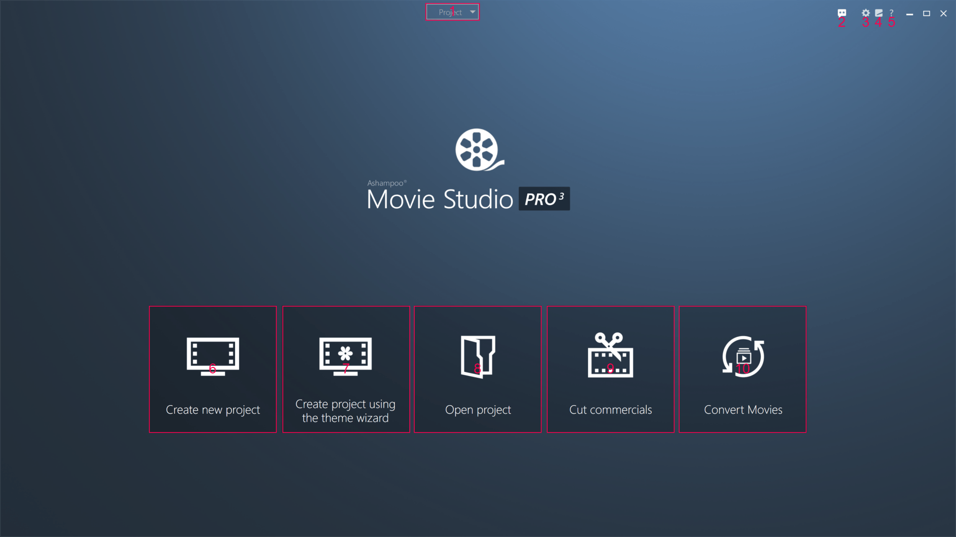 Стартовые задачи Ashampoo Movie Studio Pro