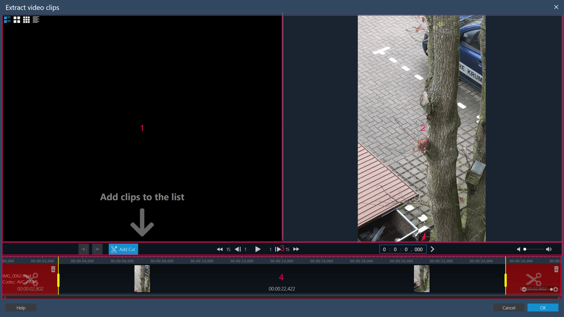Выделение клипов из исходного видео в Movie Studio Pro