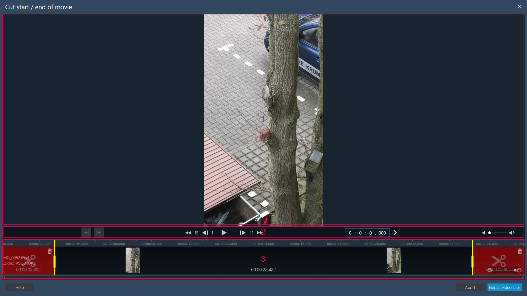Установка начала и окончания видеоклипа в Movie Studio Pro