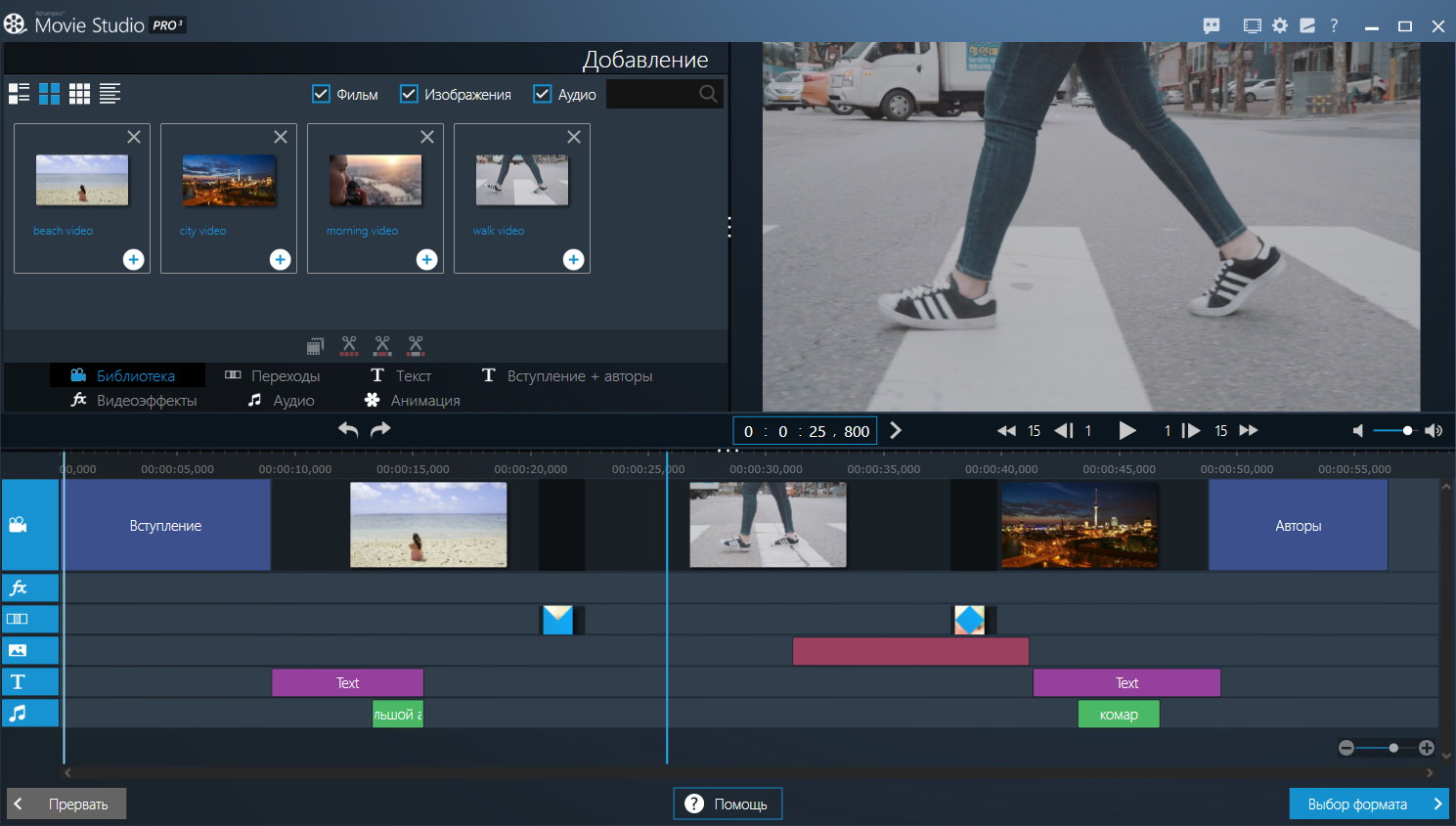 Раздельные дорожки экспертного режима Ashampoo Movie Studio Pro