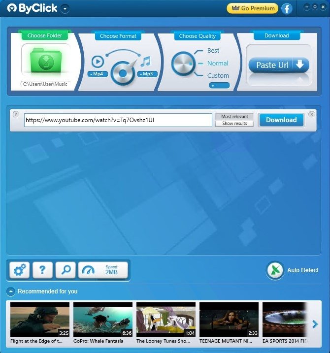 Главное окно ByClick Downloader с задачами