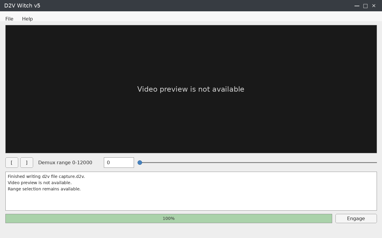 Интерфейс D2V Witch: Предпросмотр через VapourSynth и d2vsource