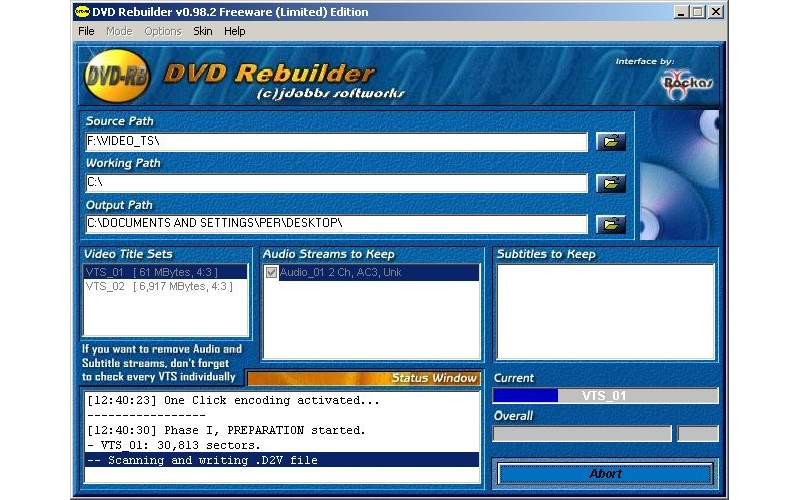 Интерфейс DVD Rebuilder