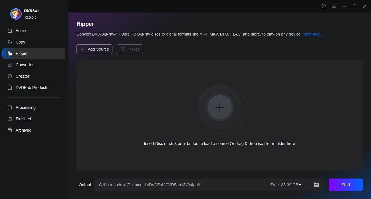 Официальный шаг DVDFab DVD Ripper: загрузка DVD-источника в модуль Ripper