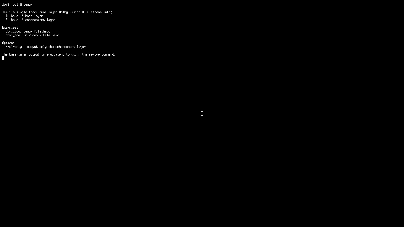 DoVi Tool: Разделение BL и EL командой demux