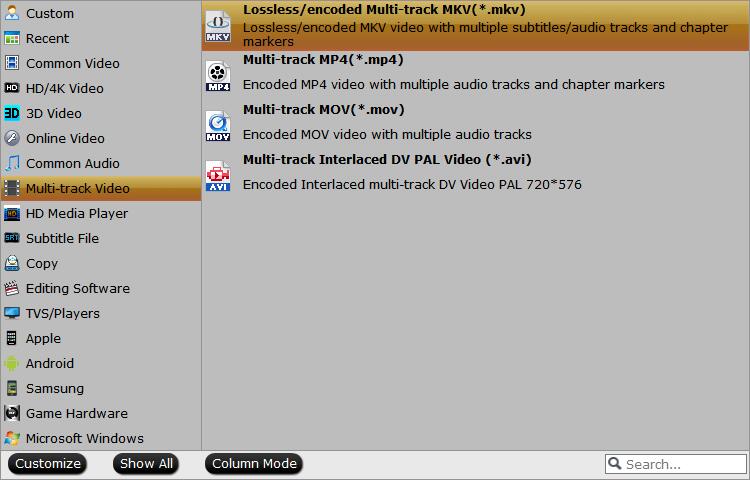 Профили Multi-track Video в DumboFab Blu-ray Ripper