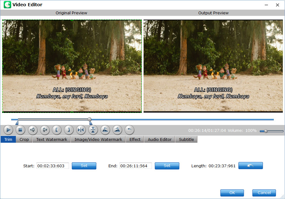Вкладка Trim в Video Editor EaseFab LosslessCopy