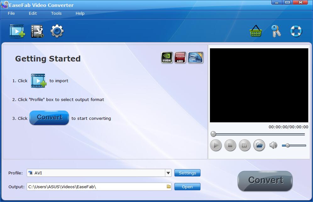 Главное окно EaseFab Video Converter