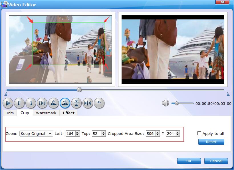 Кадрирование Crop в EaseFab Video Converter
