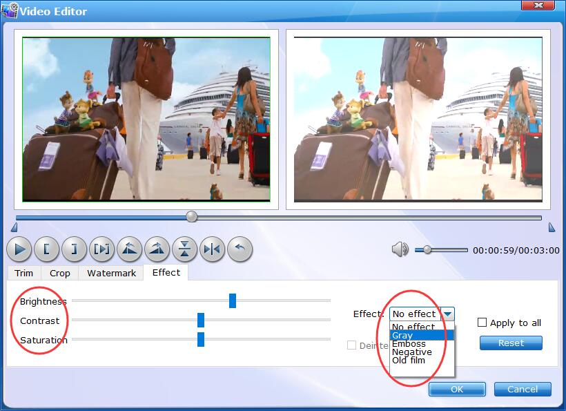 Настройка эффектов в EaseFab Video Converter