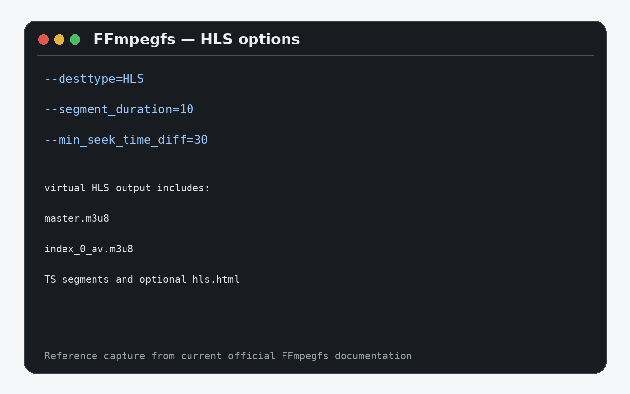 FFmpegfs: HLS, сегменты и параметры перемотки