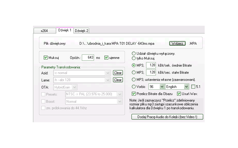 Аудиовкладка Encoding Control Panel Gordian Knot