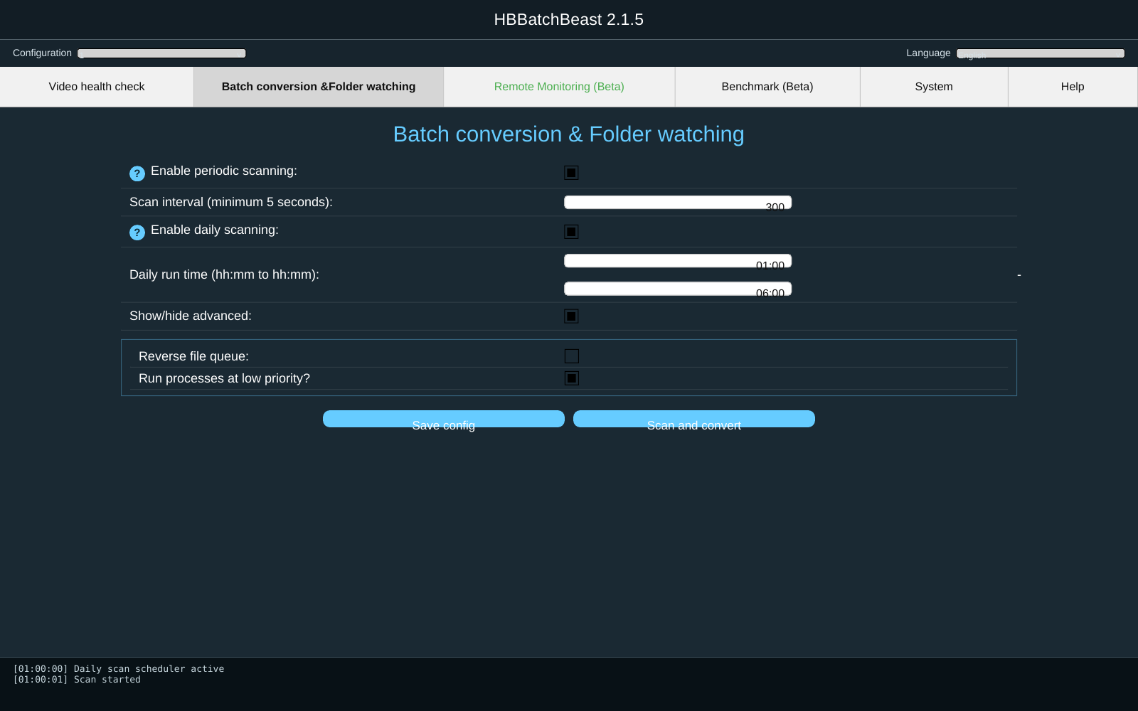 HBBatchBeast: расписание и периодическое сканирование папок