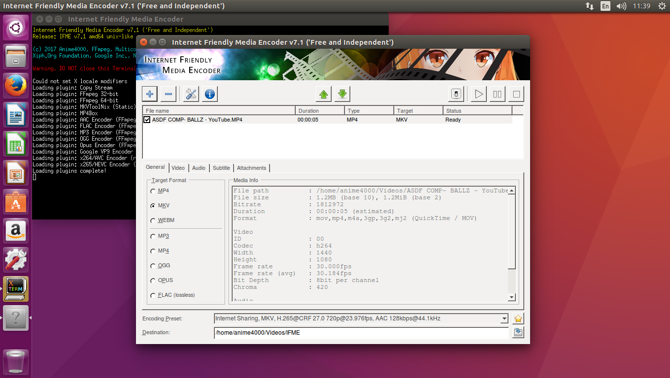 Internet Friendly Media Encoder в Ubuntu