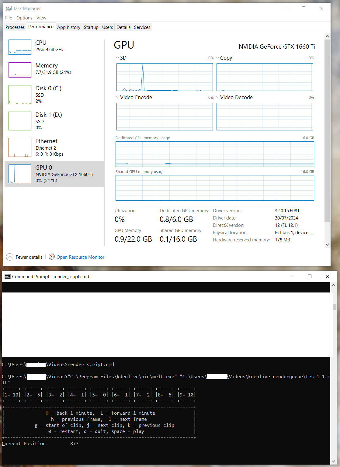 Запуск melt.exe для рендеринга MLT-скрипта в командной строке Windows
