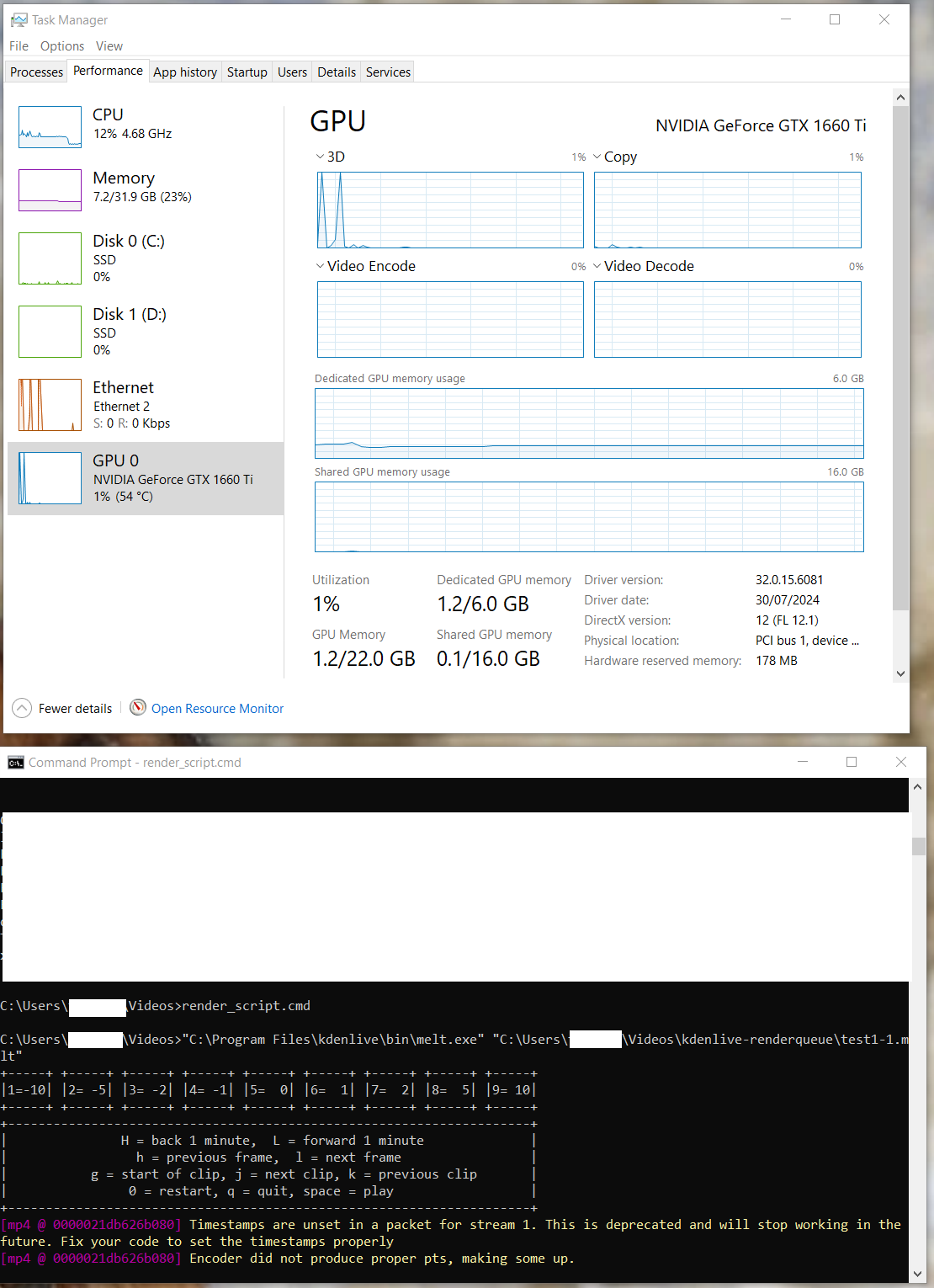 Сообщения FFmpeg и MLT во время рендеринга melt в Windows