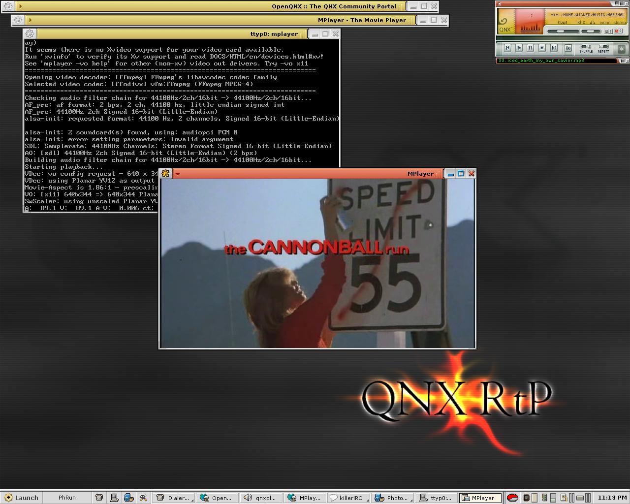 MPlayer в QNX с окном воспроизведения