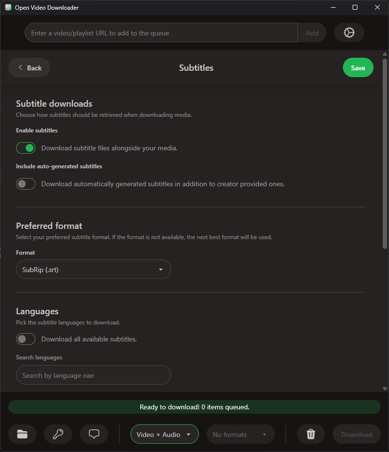 Интерфейс Open Video Downloader: Cookies, вход на сайт и защищённые страницы